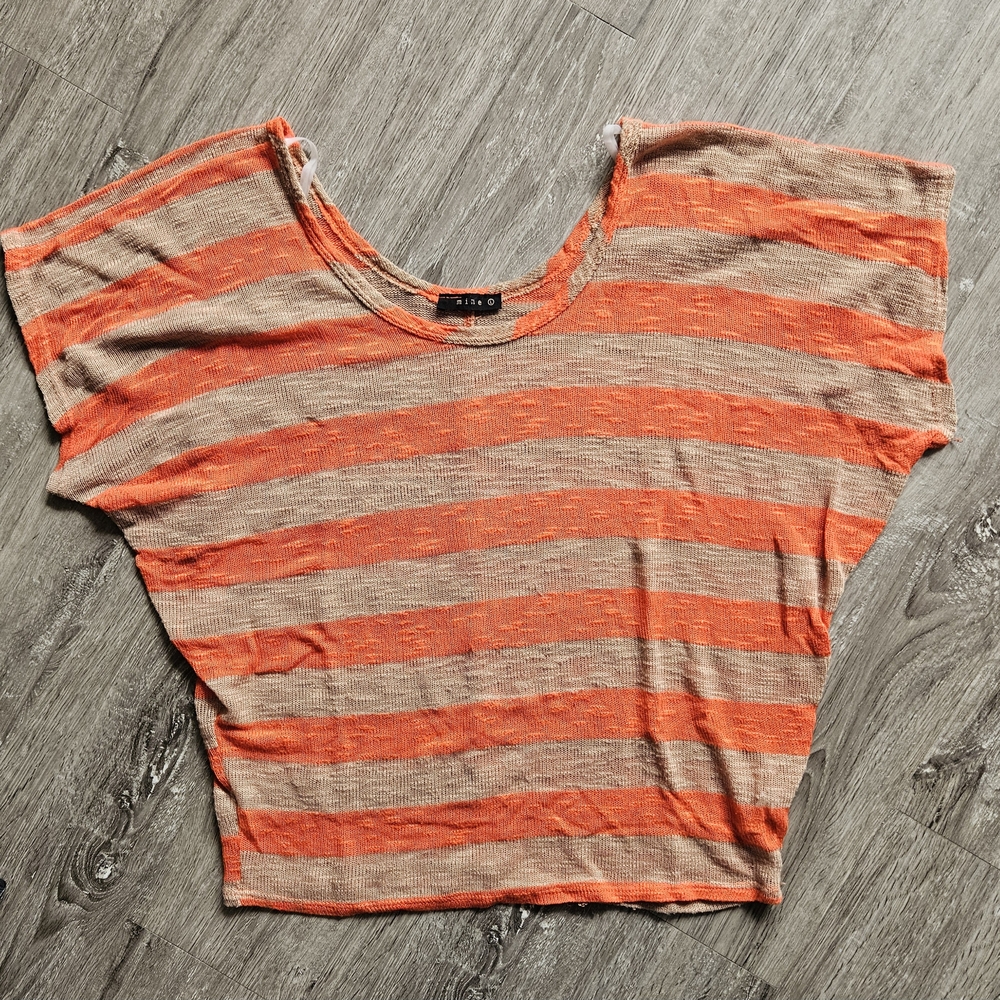 Orange and Tan Striped Women's Top